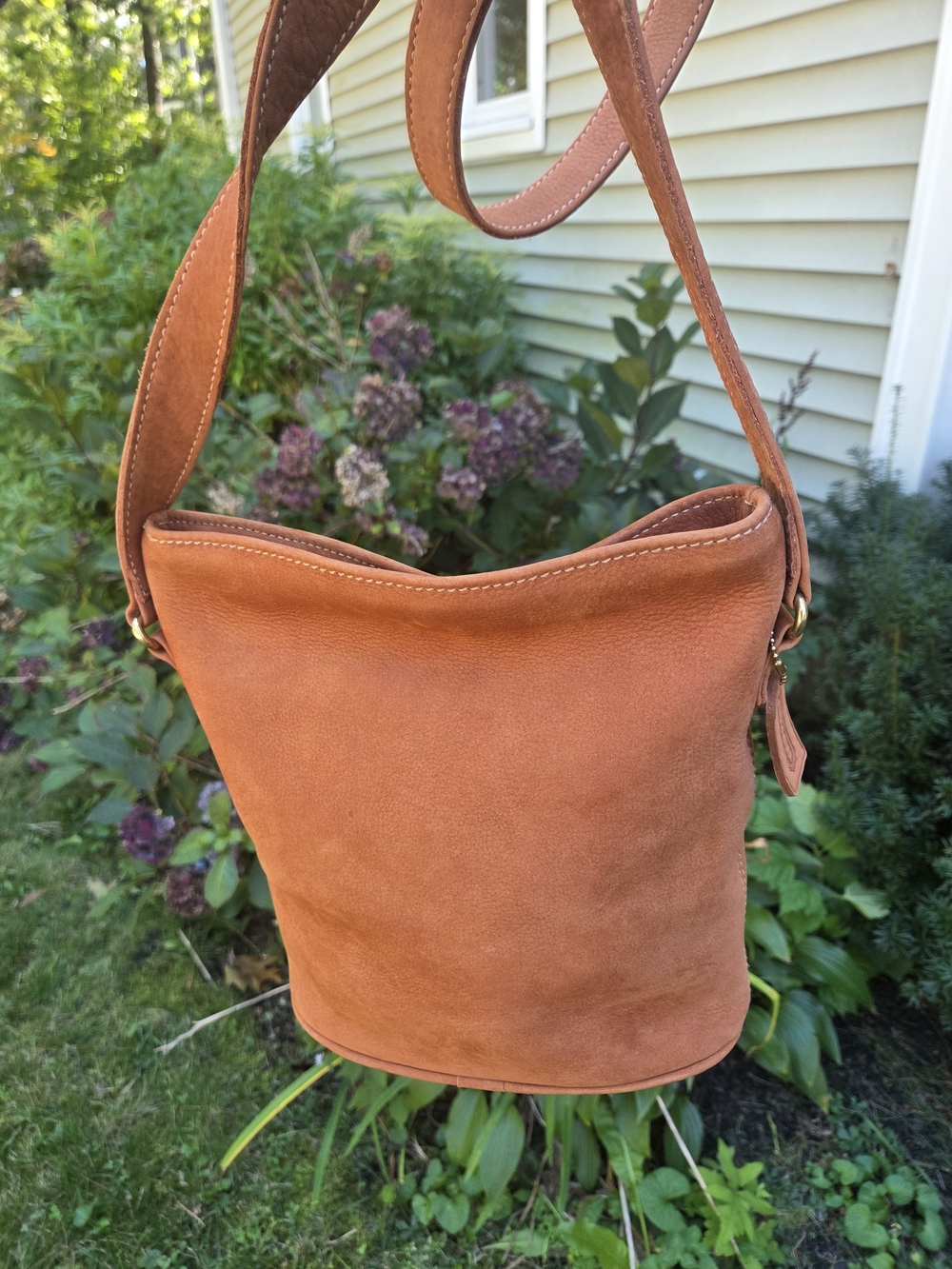 Vintage Coach Small Bucket Zip Nubuc In Rare Terracotta, Like New